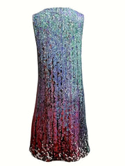 Graphic Print Sleeveless V Neck A Line Dress Women's Clothing
