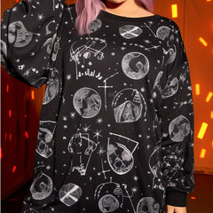 Goth Sports Top Women's Plus Graphic Print Long Sleeve Tee