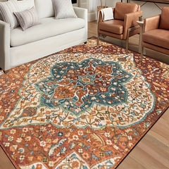 Bohemian Persian Style Cashmere Carpet Lightweight Washable Area Rug