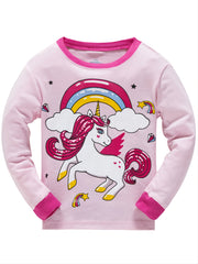 Kids Unicorn Pajama Set Long Sleeve Cartoon Casual Home Clothes