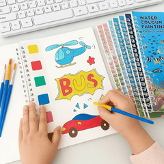 Kids Watercolor Coloring Book Set with Paints and Pens