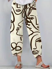 Abstract Print Wide Leg Pants Random Print Casual Pants