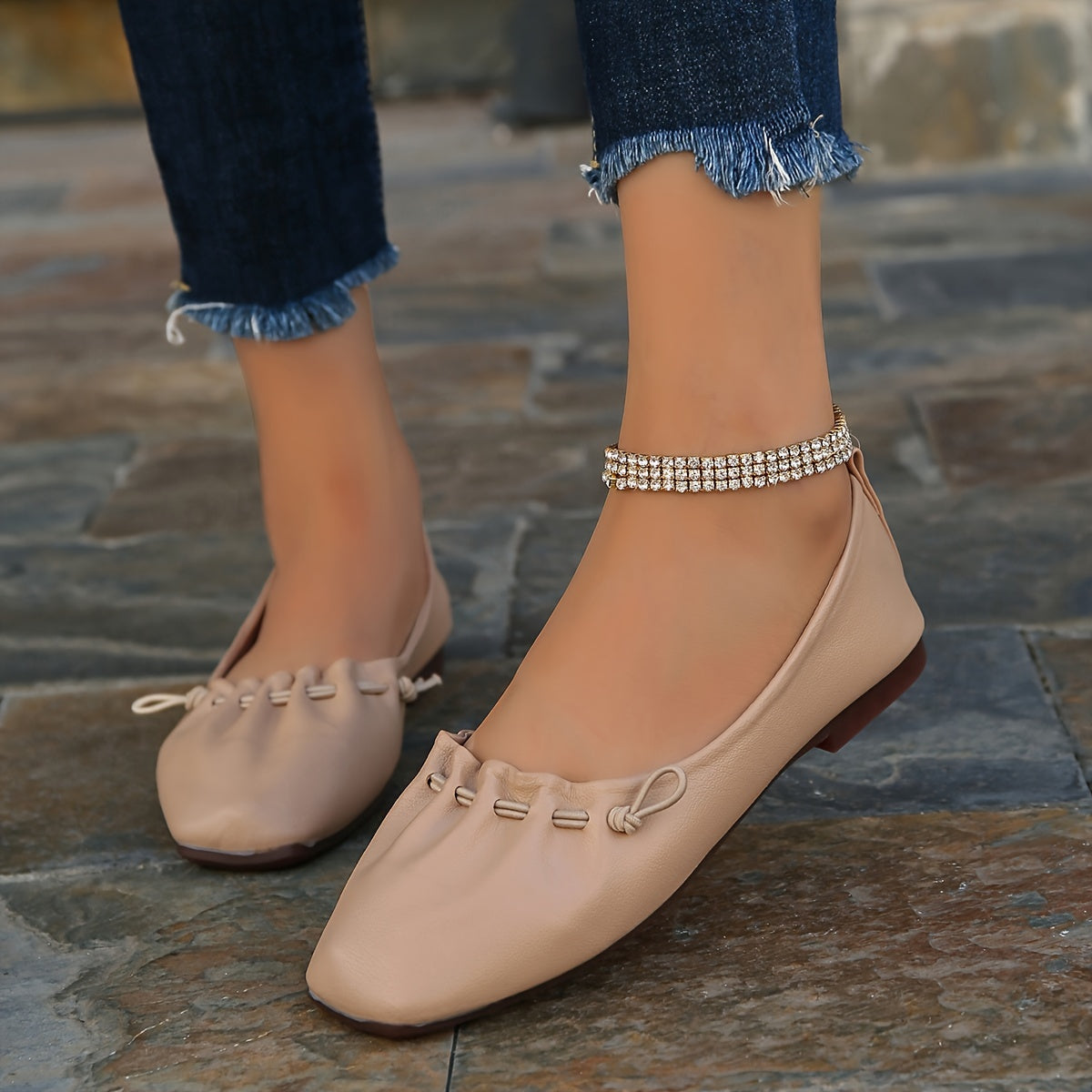 Women's Square Toe Flat Shoes Soft Sole Casual Ballet Flats