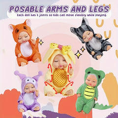 8pcs Mini Baby Doll Set 10 PVC Reborn Doll with Pajamas for 3+ Ideal Easter Gift