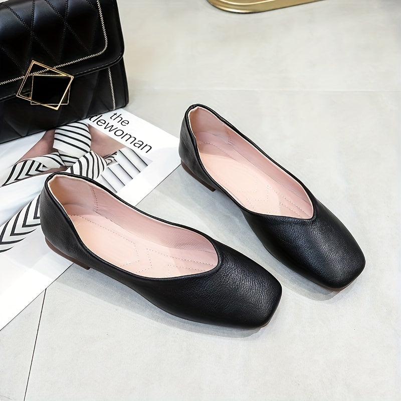 Women's Ballet Flat Shoes Square Toe Non Slip Loafers