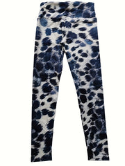 Grey Leopard Print High Waist Tummy Control Fitness Pants