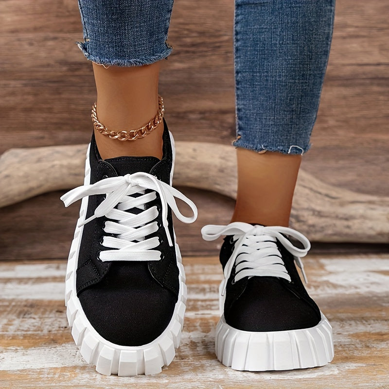 Women's Colorful Print Canvas Sneakers Round Toe Lace up Outdoor Shoes