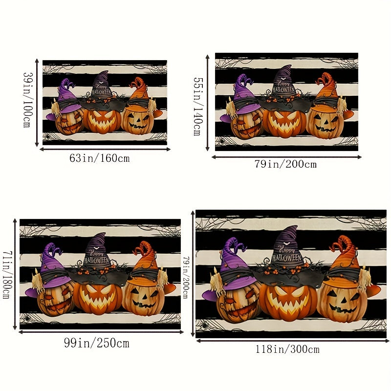 HAPPY HALLOWEEN Pumpkin Kitchen Rug Retro Halloween Carpet