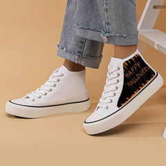 Halloween Letter Pattern High Top Canvas Sneakers