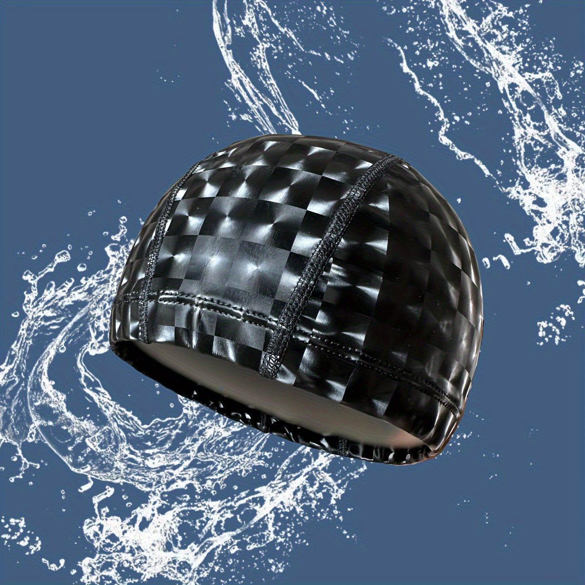 Adult Swimming Cap Soft & Comfortable with Checkered Pattern