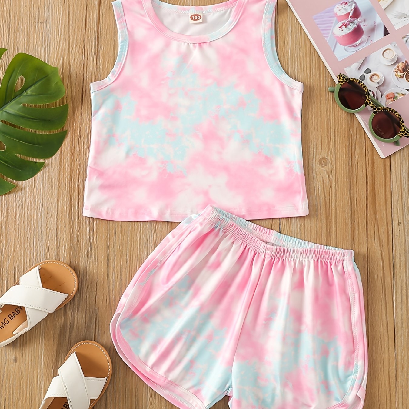 Girls Tie Dye Tank Top & Shorts Set for Summer Party