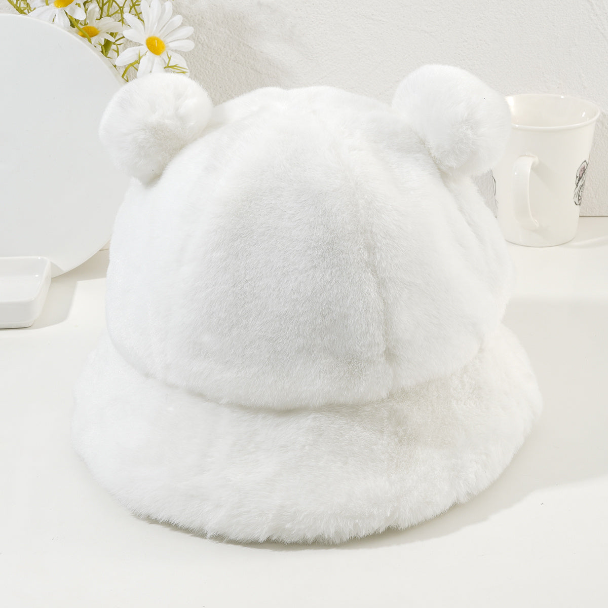 Panda Fisherman Hat Winter Plush Ear Protection Bucket Hat Warm Hat