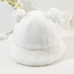 Panda Fisherman Hat Winter Plush Ear Protection Bucket Hat Warm Hat