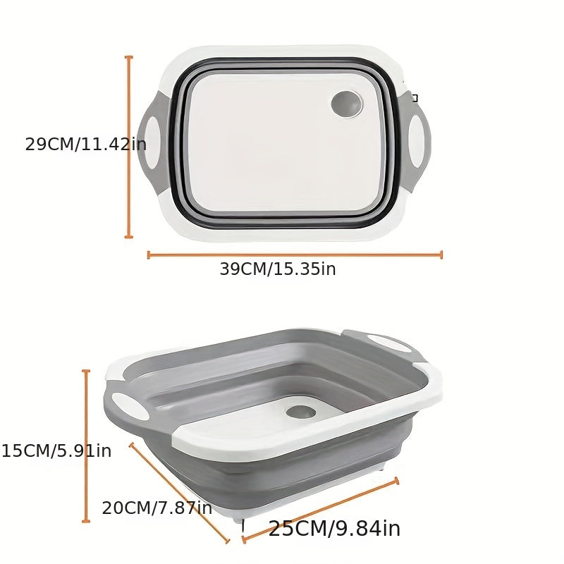 Outdoor Camping Foldable Cutting Board with Sink & Bucket