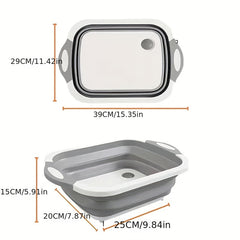 Outdoor Camping Foldable Cutting Board with Sink & Bucket