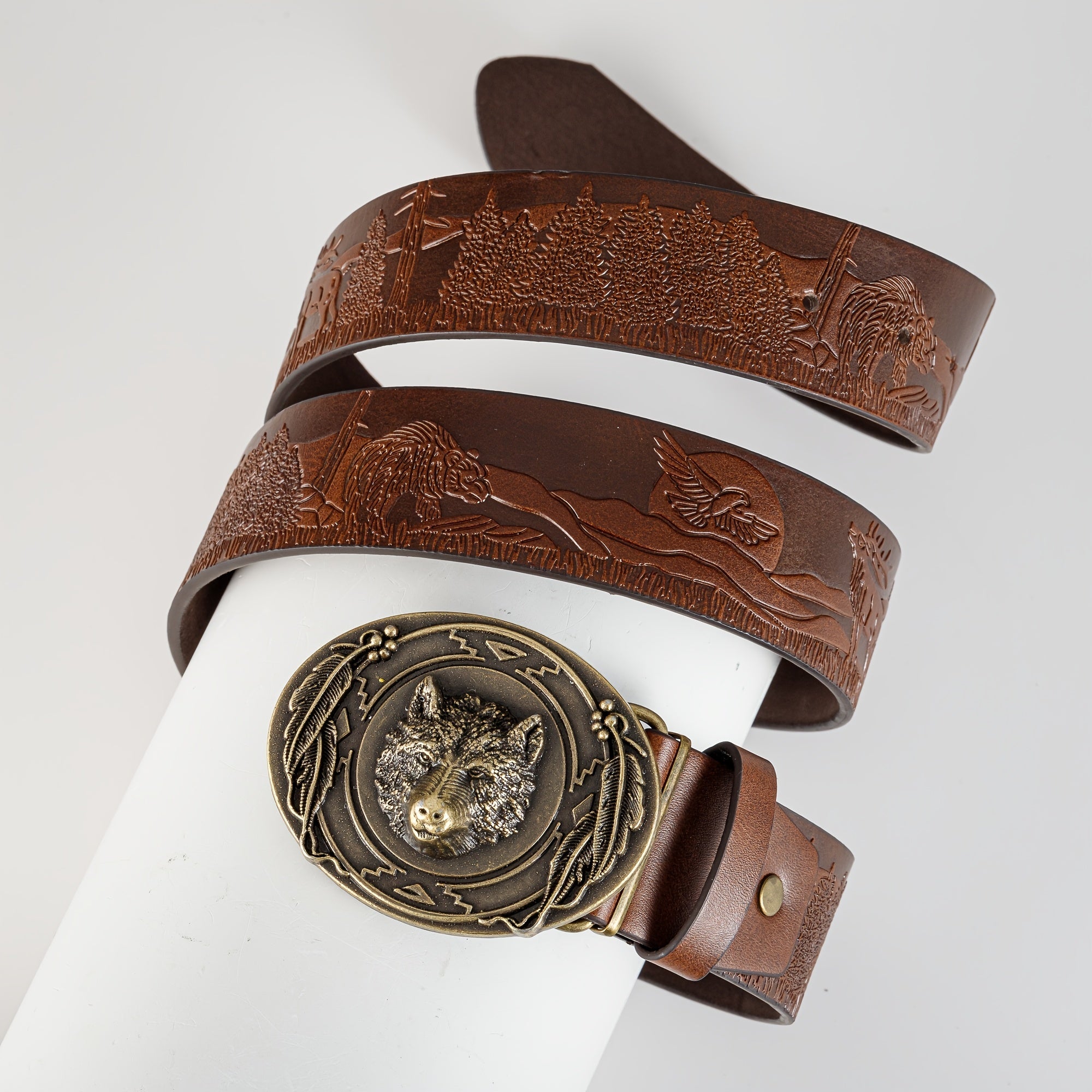 Men's Retro Bear Head Buckle Belt Business Casual Decorative Accessories