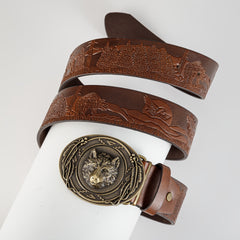 Men's Retro Bear Head Buckle Belt Business Casual Decorative Accessories