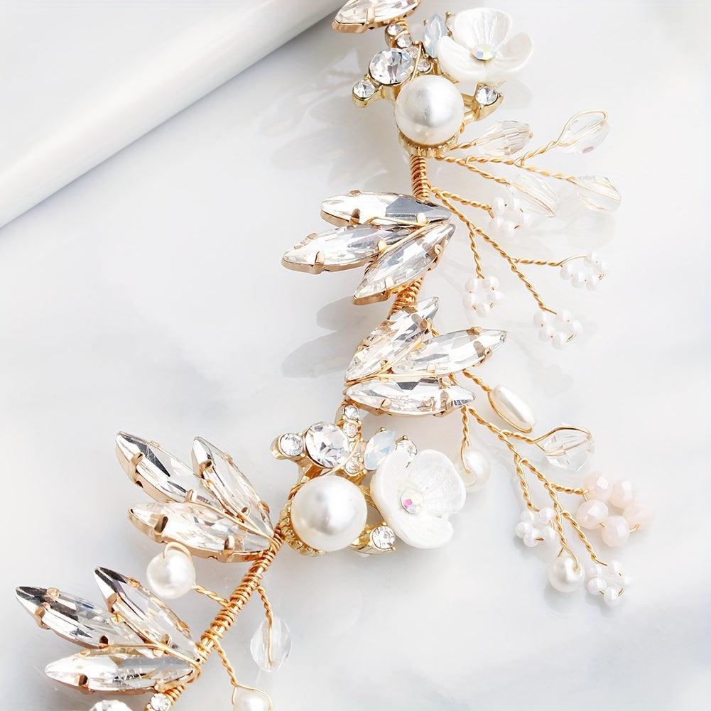 Faux Pearl Rhinestone Hairpin Side Clip