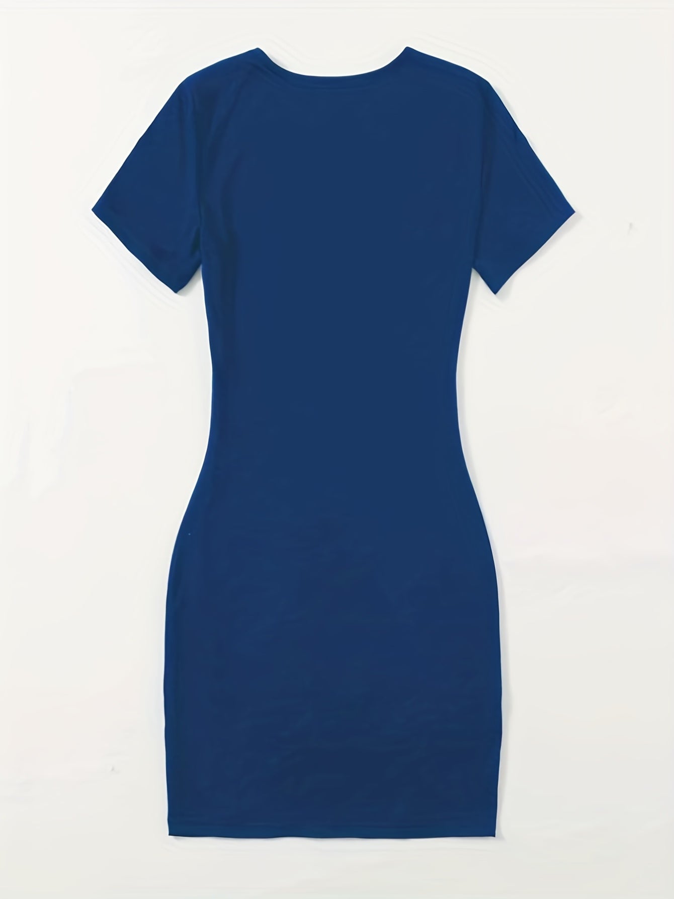 Letter Print Bodycon Dress Crew Neck Short Sleeve Casual Dress