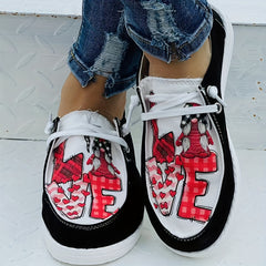 Women's Casual Heart Stitching Outdoor Sneakers Lace Up Shoes