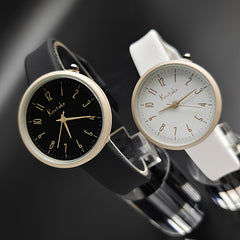 Minimalist Unisex Wristwatch Golden Hands Strap Quartz Movement