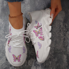 Breathable Butterfly Print Non-slip Running Shoes Lightweight Outdoor Sneakers