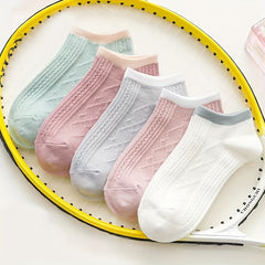 10 Pairs Women's Argyle Ankle Socks Soft Lightweight Textured Stockings