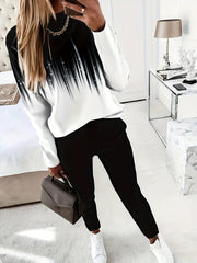 Women's Plus Ombre Print Long Sleeve Top & Pants 2 Piece Set