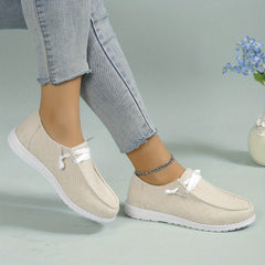 Women's Slip-On Sneakers Lace-Up Flat Canvas Shoes