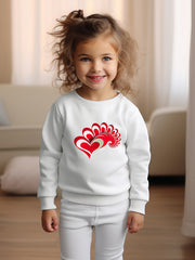 Love Heart Print Sweatshirt Girls Casual Graphic Crew Neck Pullover Sweatshirt