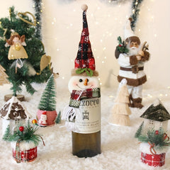 Xmas Snowman Wine Bottle Cover Doll - Tree Top Heart Pendant