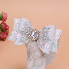 Snowflake Sequin Hair Bow Clip For Girls Kids