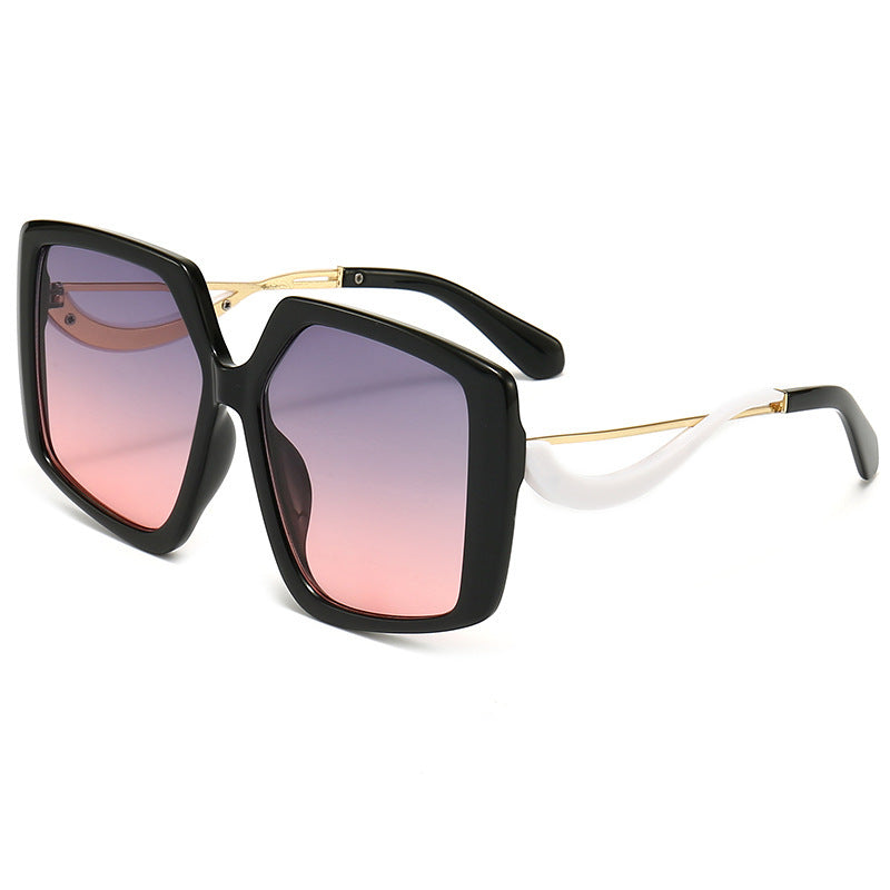 Polygon Frame Metal Temple Sunglasses UV Protection