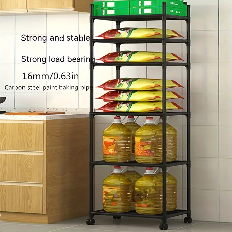 6-Layer Storage Rack Movable Kitchen Seasoning Shelf Shoe Rack Bathroom Living