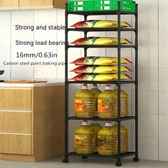 6-Layer Storage Rack Movable Kitchen Seasoning Shelf Shoe Rack Bathroom Living