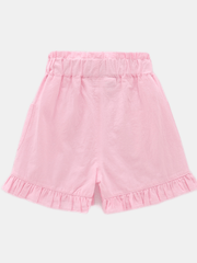 Girls Cotton Ruffle Bottom Shorts With Pockets
