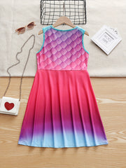 Girls Dreamy Gradient Fish Scale Sleeveless Dress for Summer Party