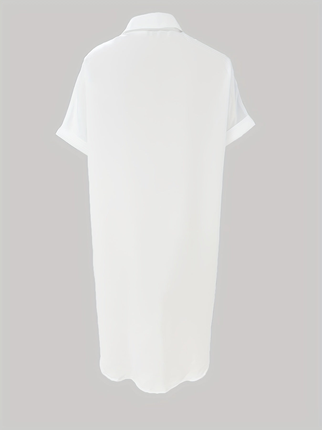 Print Button Front Shirt Dress Rolled Short Sleeve