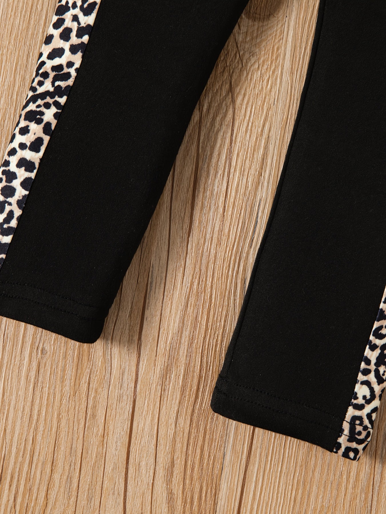 Leopard Taping Colorblock Stretch Pants Regular Fit Casual Pants