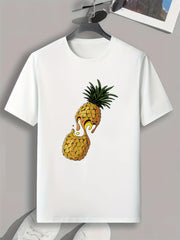 Tropical Pineapple Print Men's Tee for Summer