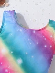 Girls Rainbow Swimsuit Romper Gymnastics Dance Biketards