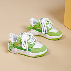 Women's Chunky Sneakers Lace Up Flat Heighten Skate Shoes