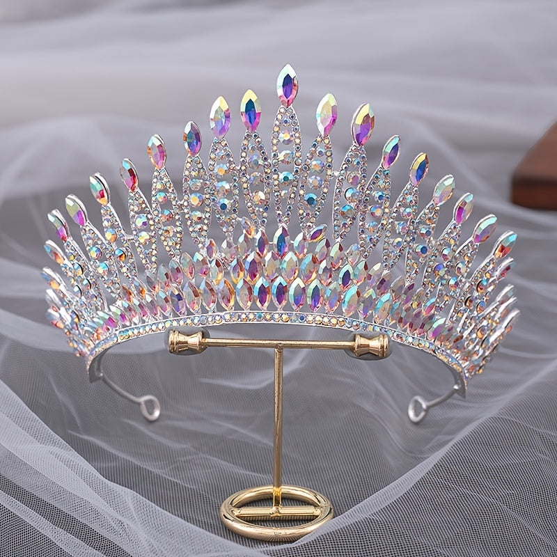 Red Crystal Crowns Rhinestone Tiara Headpiece Girls Bridal Wedding
