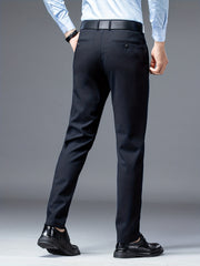 Men's Straight Fit Business Pants Flat Front Trousers