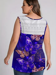 Butterfly Print V Neck Tank Top