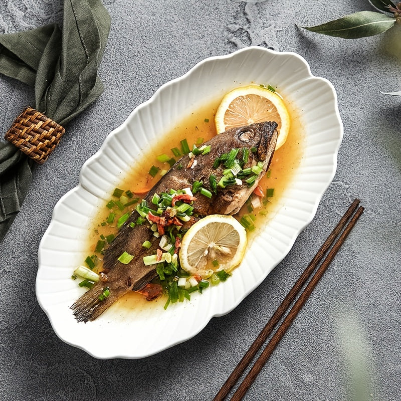 Ceramic Flower Shaped Fish Plate 25.4 cm