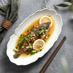 Ceramic Flower Shaped Fish Plate 25.4 cm