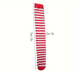 Red&Purple Striped Knee High Socks Christmas Party Long Socks