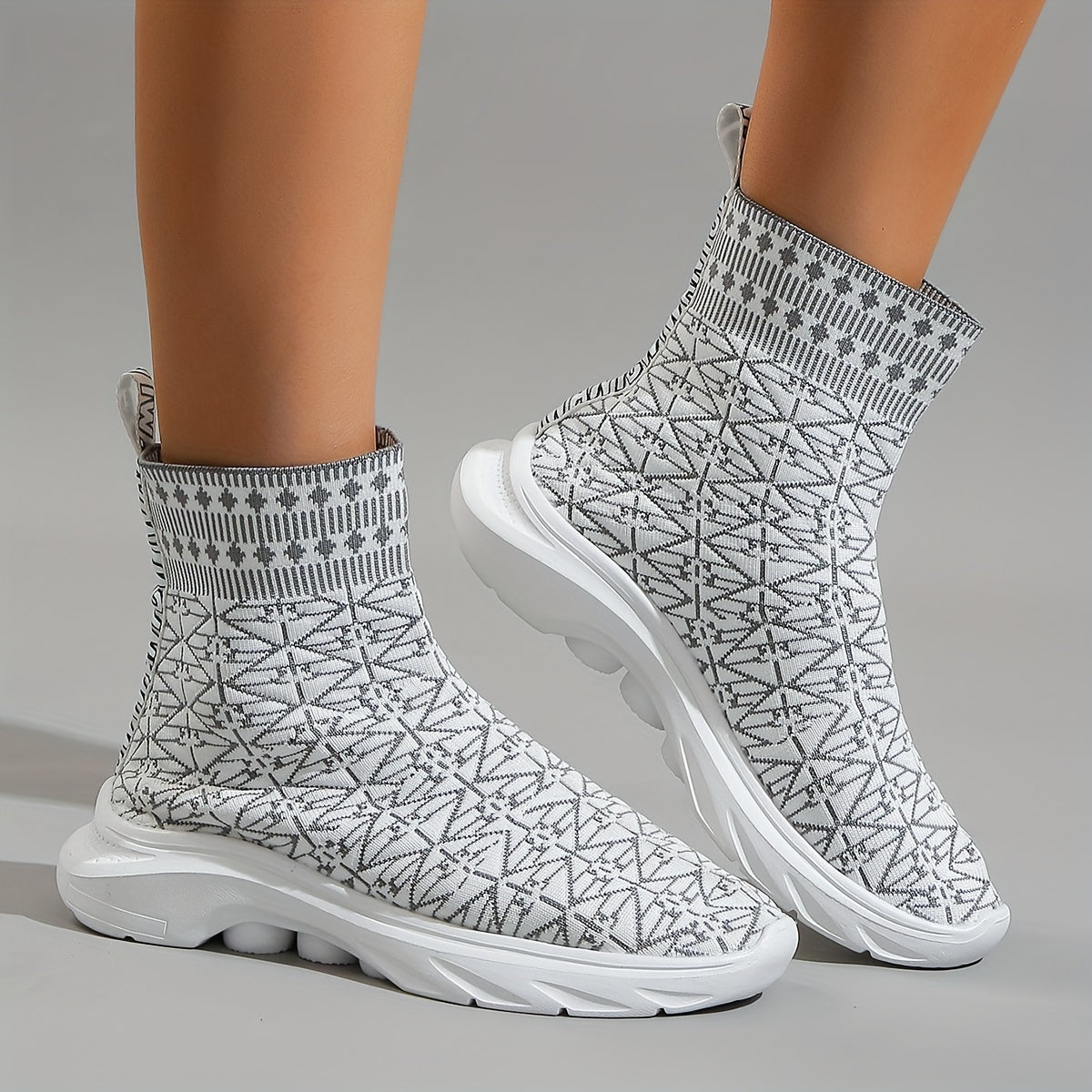 Women's High Top Sock Boots Slip On Ankle Boots