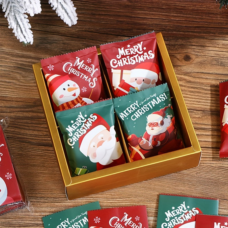 100pcs Christmas Biscuit Packaging Bag Aluminum Foil For Candy Biscuit Chocolate